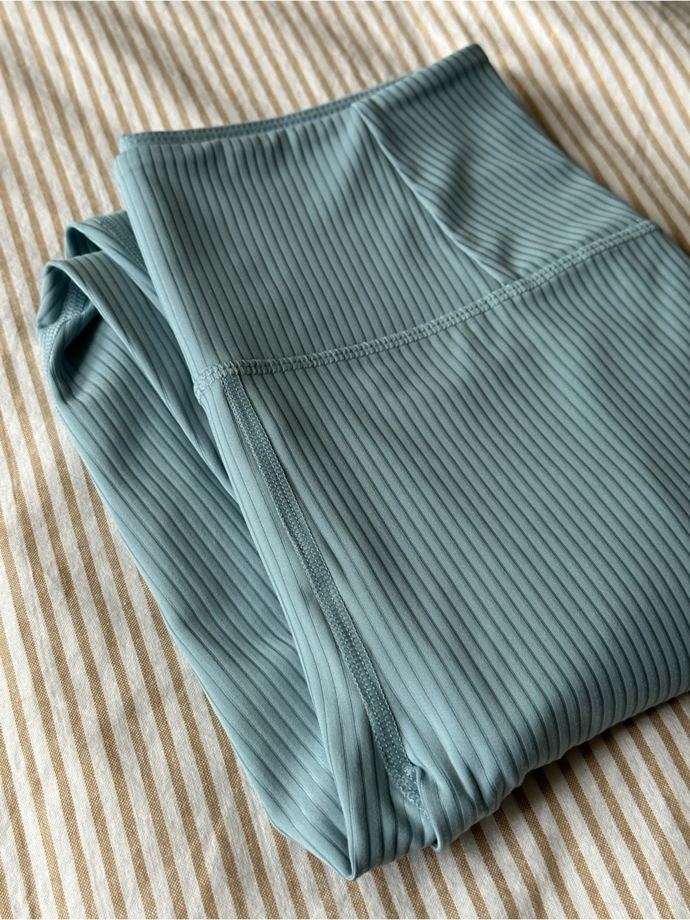 girlfriend collective ribbed high-rise leggings in light blue dewdrop